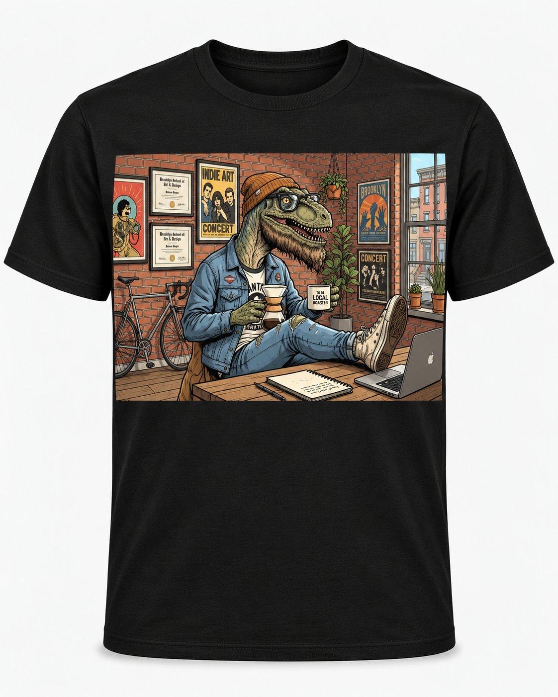 Hipstersaurus tee in black